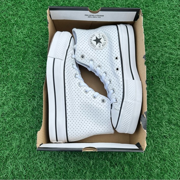 Converse Chuck Taylor All Star Lift High Top Perforated White Leather / Black - Picture 5 of 13